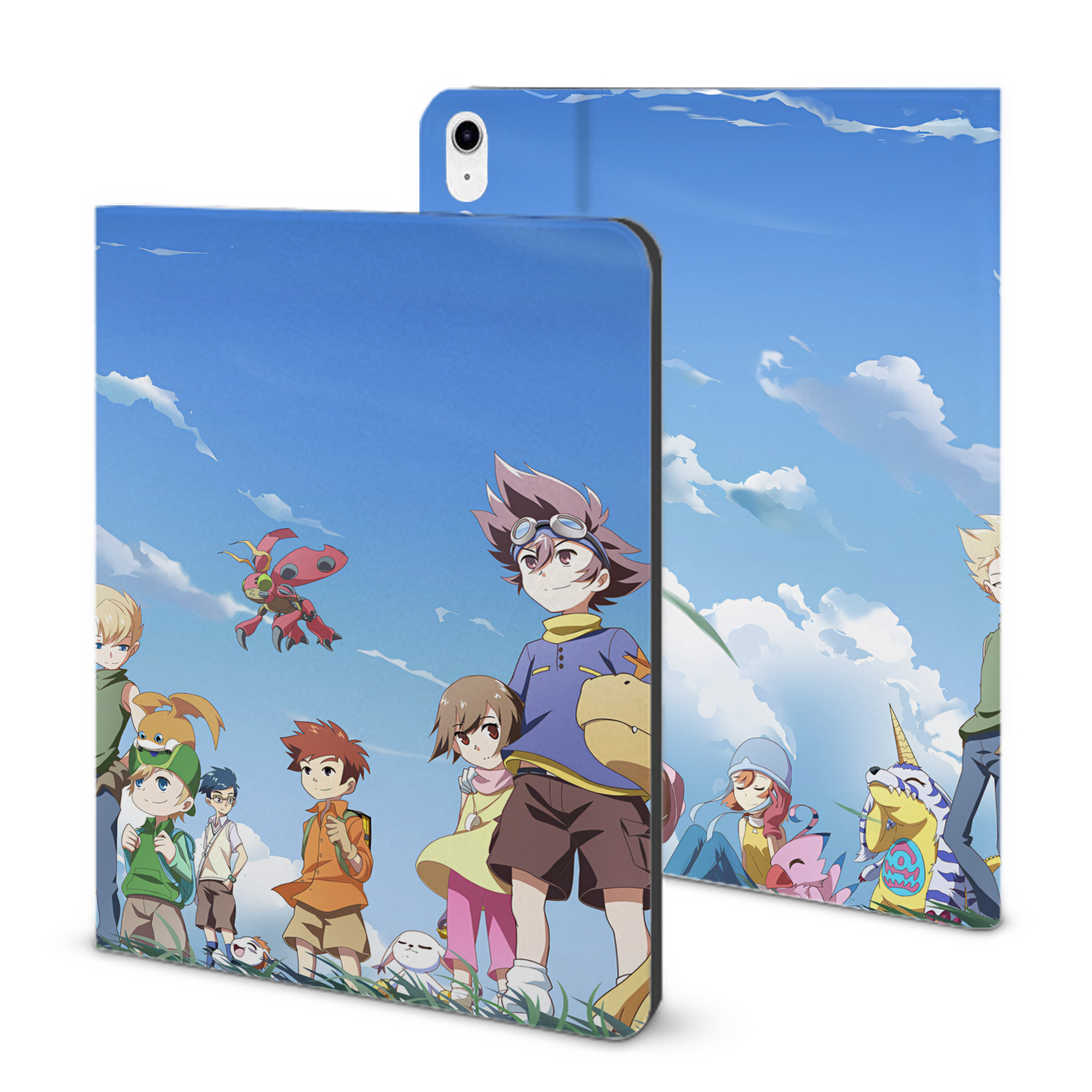 （画像用） Digimon デジタルモンスター/デジモン IPad ケース ブック型 PUレザー TPU 耐衝撃 軽量 薄型 ペン収納なし 全面保護 IPad 各モデル対応